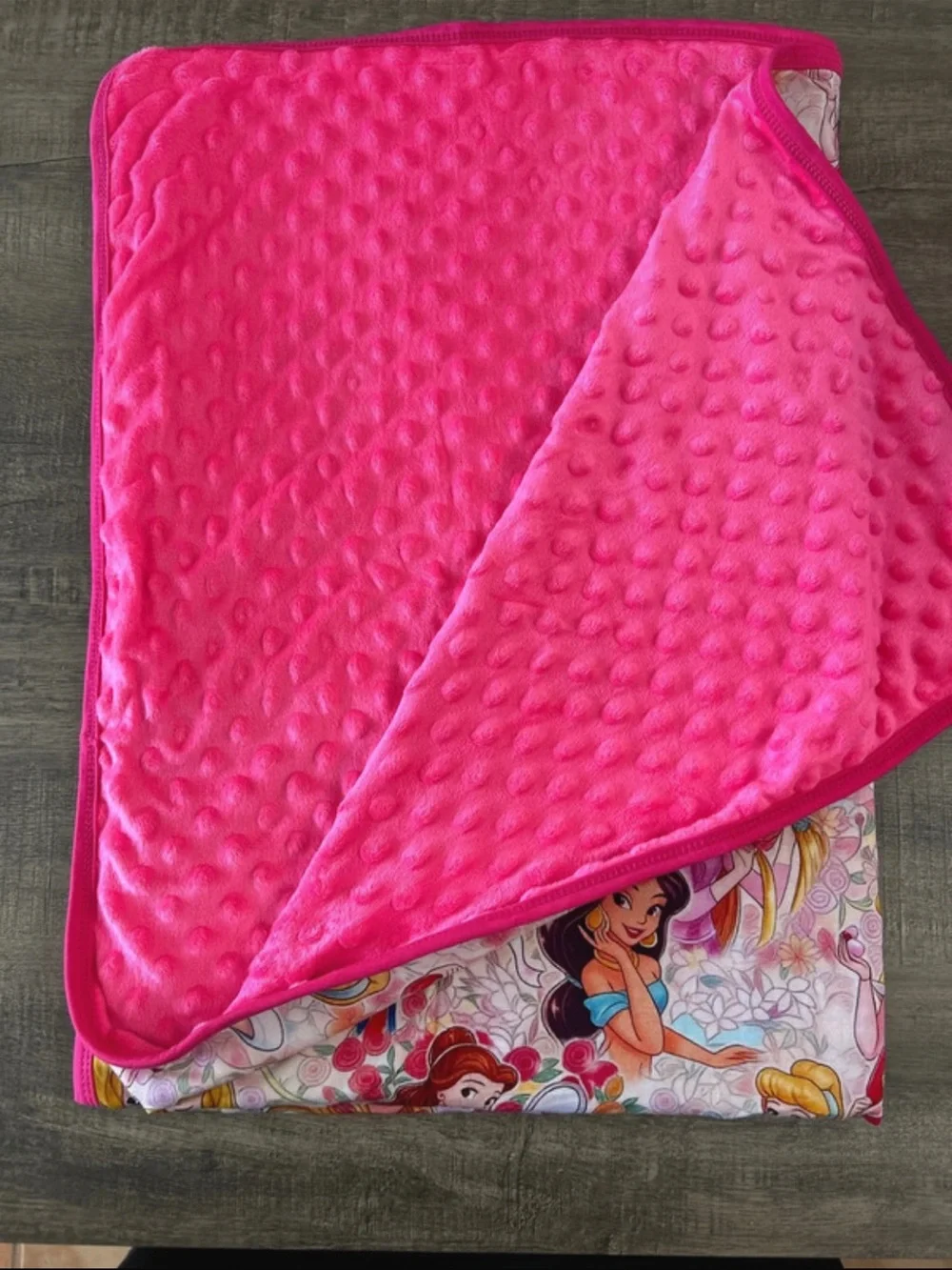Disney Princess Pink Multicolor Girls Throw Blanket 30x40 bamboo minky backed
